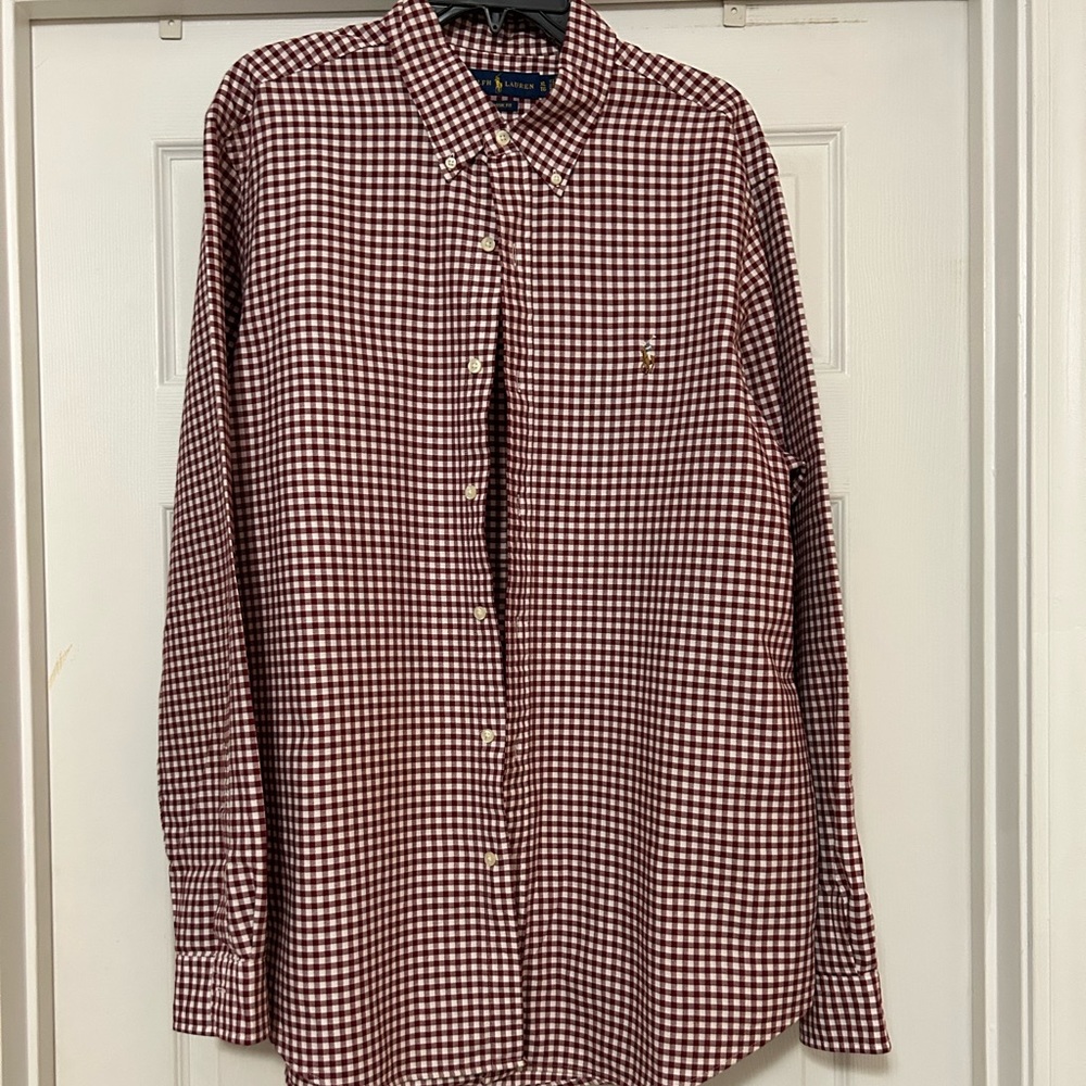 Ralph Lauren Long Sleeve Burgundy  shirt size XL